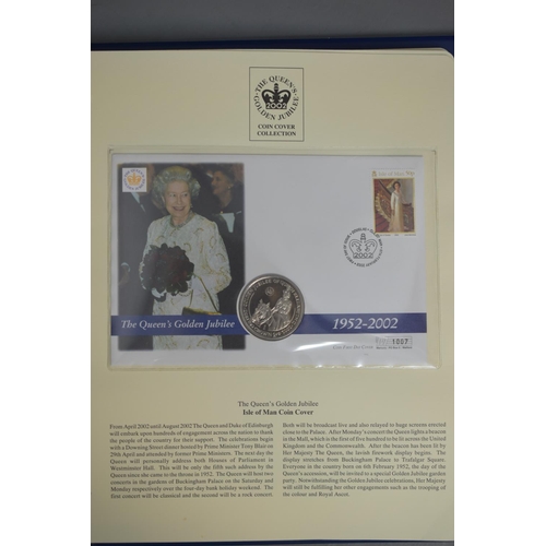 101 - Album Containing a Selection of Coins and First Day Covers for Queen Elizabeth II Golden Jubilee. In... 