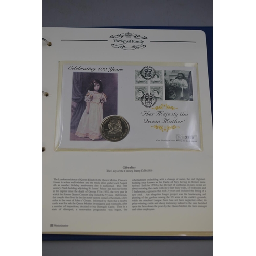 102 - Album Containing a Selection of First Day Covers and Coins. Includes Queen Mother Lady of The Centur... 