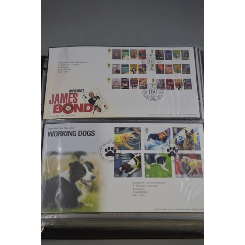 108 - Full Album Containing a Mixed Selection of First Day Cover Stamps. Includes James Bond, Air Displays... 