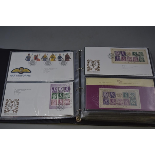 108 - Full Album Containing a Mixed Selection of First Day Cover Stamps. Includes James Bond, Air Displays... 