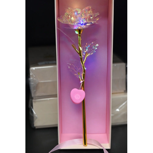 31 - Selection of Five Light Up Decorative Roses Complete with Box