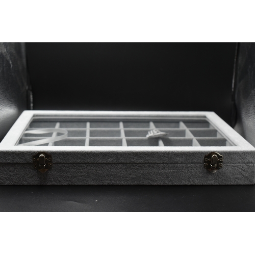 66 - Grey 24 Grid Jewellery Box - New