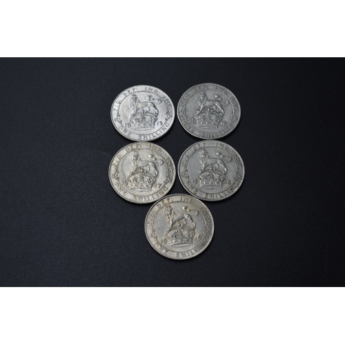 91 - Silver George V One Shillings 1915 - 1919