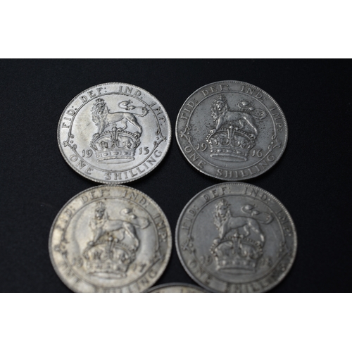 91 - Silver George V One Shillings 1915 - 1919