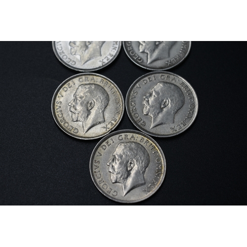 91 - Silver George V One Shillings 1915 - 1919