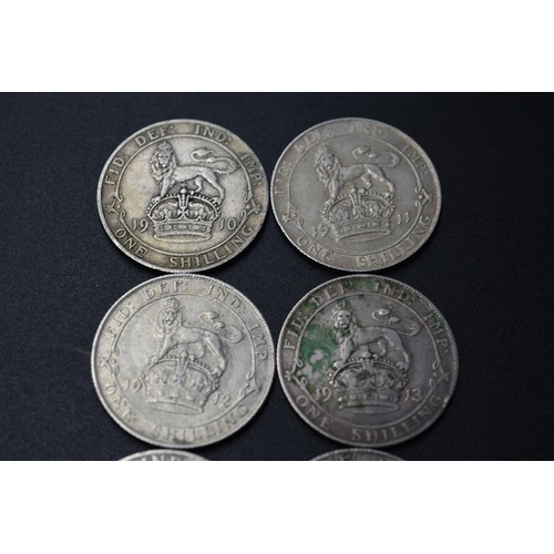 92 - Silver One Shillings Edward VII 1910 and George V 1911 - 1915