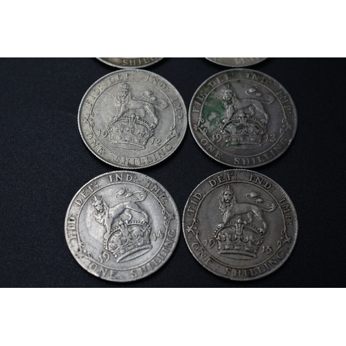 92 - Silver One Shillings Edward VII 1910 and George V 1911 - 1915