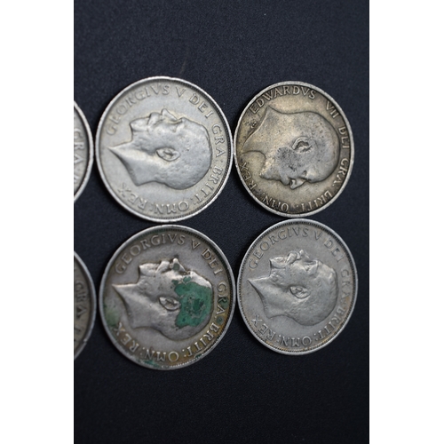 92 - Silver One Shillings Edward VII 1910 and George V 1911 - 1915