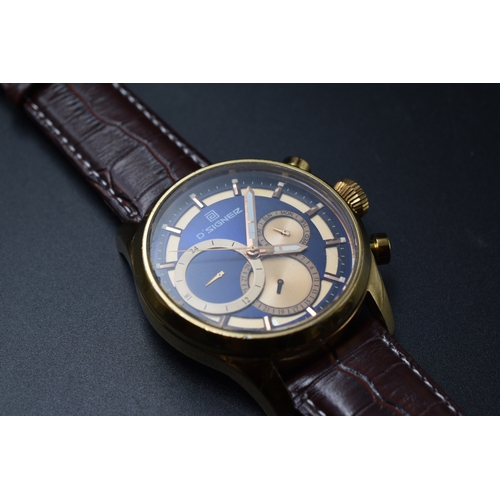 95 - D Signeiz Calender Quartz Watch Complete with Leather Strap (Working)