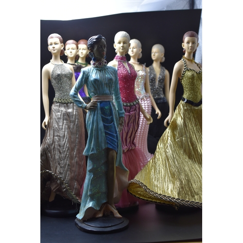 97 - A Set of Eight Resin Fashion Figures, Approx 11