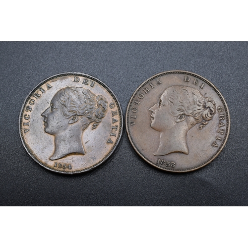 65 - Victoria - 1 Penny x2 - 1854 & 1858