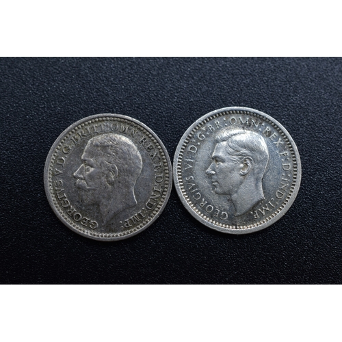 69 - Silver - 2 Pence Pieces x2 - George V (1933) & George VI (1947)