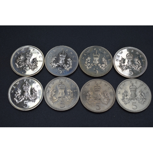 86 - Collection of Elizabeth II 5 Pence Pieces 1968 - 1975