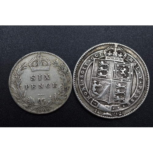 79 - Victoria 1892 Silver Shilling and Edward VII 1909 Sixpence