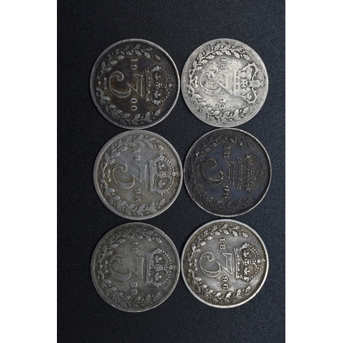 80 - Six Victorian Silver Three Pence's (1873, 1888, 1896, 1898, 1899, & 1900)