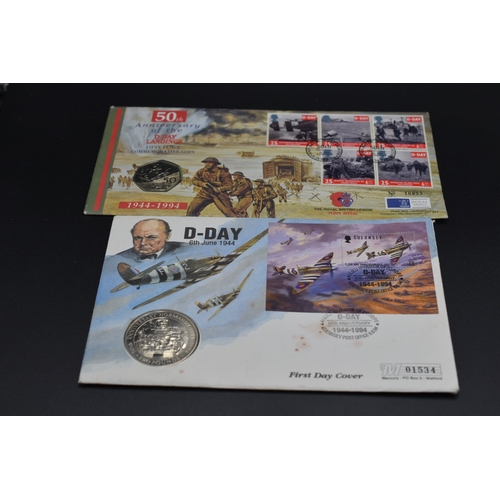 83 - Two Coin First Day Covers including the 50th Anniversary of D Day 50p and £2 Coins