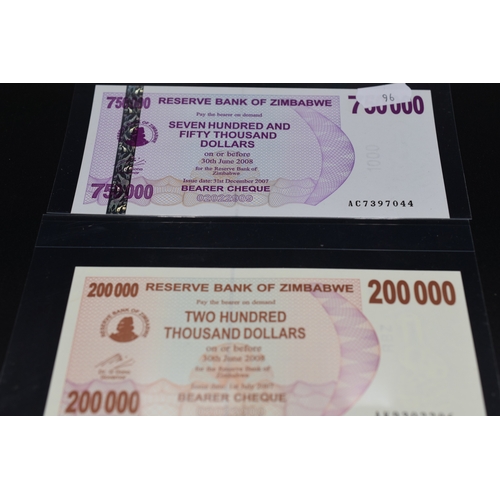 96 - Selection of Three Reserve Bank of Zimbabwe - 200 000, 500 000 and 750 000