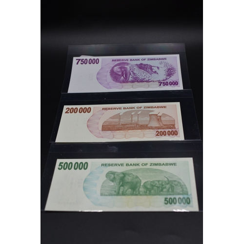 96 - Selection of Three Reserve Bank of Zimbabwe - 200 000, 500 000 and 750 000