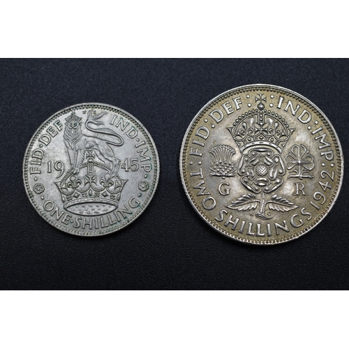 104 - Silver George VI Shilling (1945) and Two Shilling (1942)