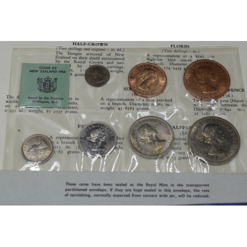 4 - New Zealand 1965 Coin Set, Royal Mint 1983 Uncirculated Coin Set, and a 1966 Jersey Coin Set in Case