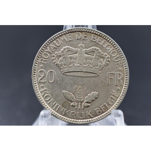 42 - Silver - Belgium - 20 Francs - Leopold III - 1935