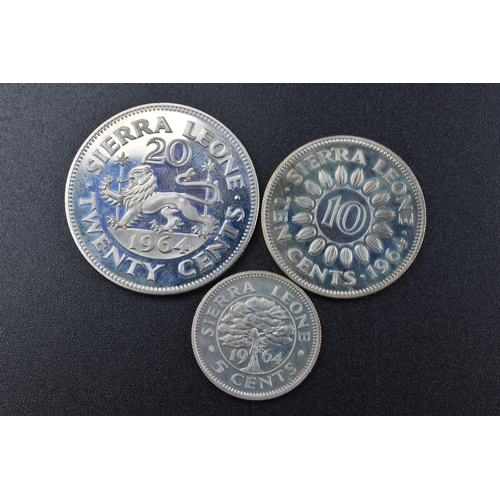 67 - Selection of Coinage from Sierra Leone to include - 20 Cents, 10 Cents and 5 Cents - 1964