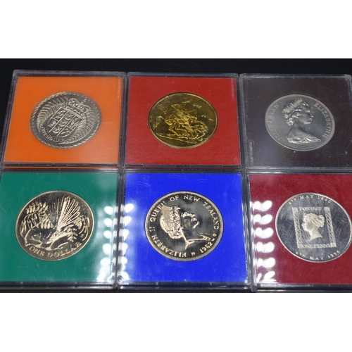 13 - Six Cased Crowns including New Zealand, Isle of Man, Royal Mail and  St Georges Chapel