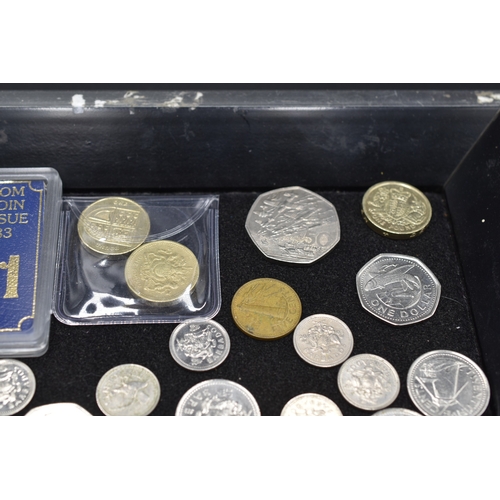 14 - Selection of UK £1 Coins, D Day 50p and a Barbados Bank Note with a Collection of Coinage