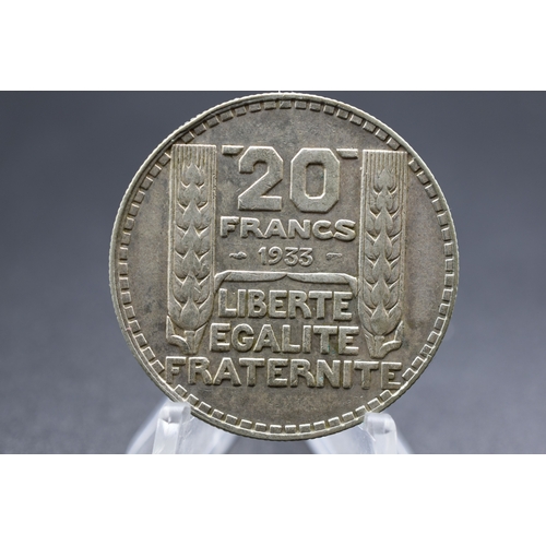 62 - Silver - France - 20 Francs - 1933