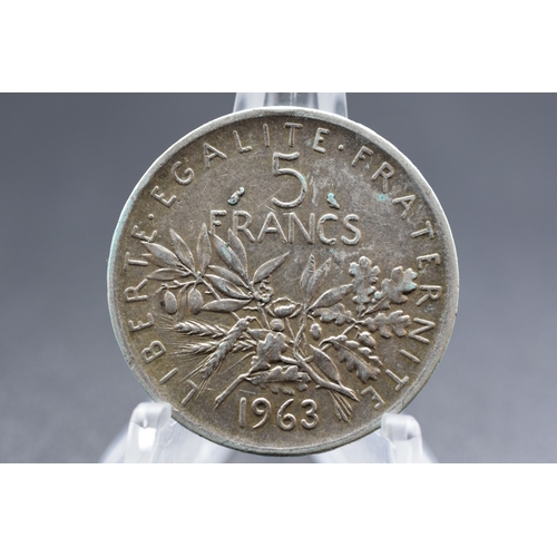 63 - Silver - France - 5 Francs - 1963