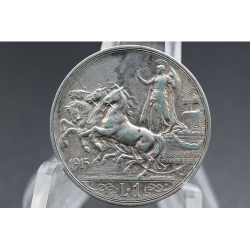 67 - Silver - Italy - Victor Emmanuel III - 1 Lira - 1915