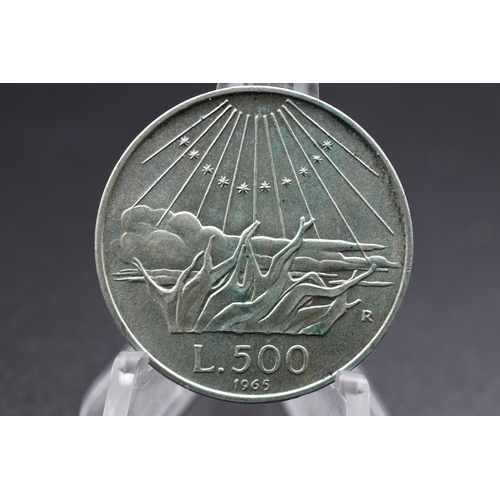 68 - Silver - Italy - 500 Lire (Dante Alighieri) - 1965