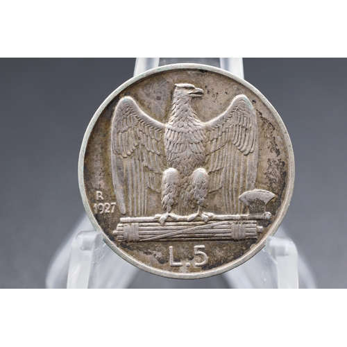 70 - Silver - Italy - Victor Emmanuel III - 5 Lire - 1927