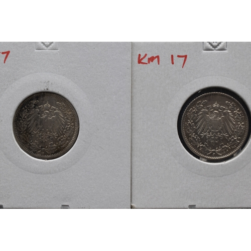 73 - Silver - German Empire - 1/2 Mark x4 - 1905, 1906 x2 and 1913