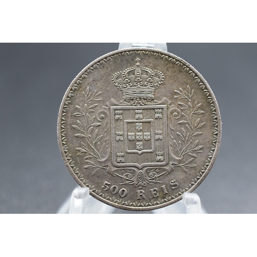 83 - Silver - Portugal - Carlos I - 500 Reis - 1898