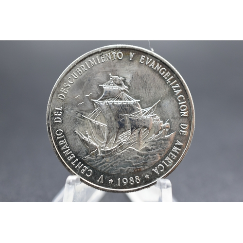 64 - Silver - Dominican Republic - 1 Peso - 1988