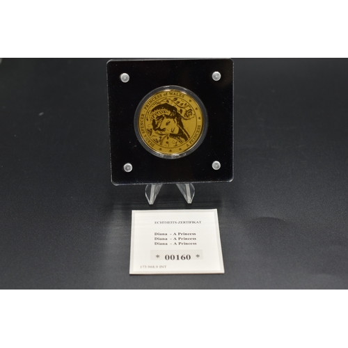 78 - Gold 999 (24ct) - Diana Spencer - A Princess - Congo - 100 Frans CFA - 2022 - Proof Complete with Ce... 