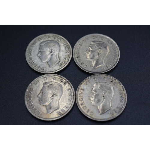 81 - Four George VI Silver two Shilling Coins (1940, 41, 42, 43,)