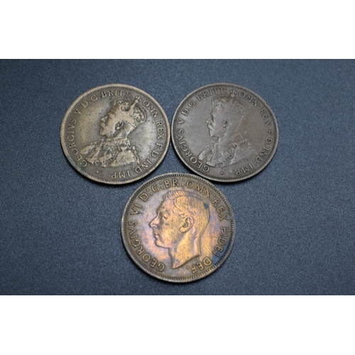 93 - Three Australian One Pennies - 1914,1917 and 1951