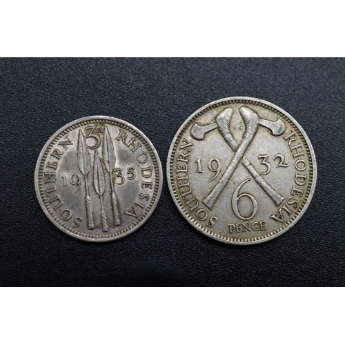 99 - Silver - Zimbabwe - George VI - 3 Pence (1935) and 6 Pence (1932)