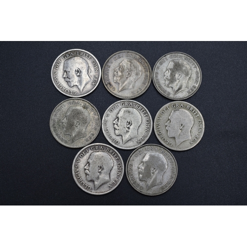 Selection of Silver One Shillings, 1914 ,1917, 1919, 1921, 1923x2, 1924 and 1936