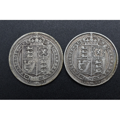 83 - Silver - Victoria - One Shillings - 1890 & 1891