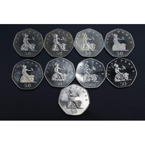 86 - Selection of Queen Elizabeth II Fifty Pence Pieces 1977, 1978,1979,1980,1981,1988,1989,1990 and 1996