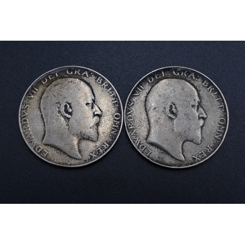 63 - Silver - Edward VII - Half Crown - 1908 & 1909