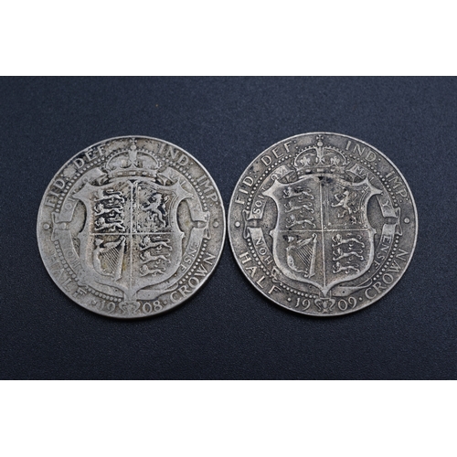 63 - Silver - Edward VII - Half Crown - 1908 & 1909