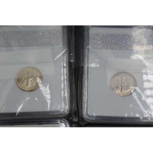 95 - Four USA Graded Dimes and a Nickel