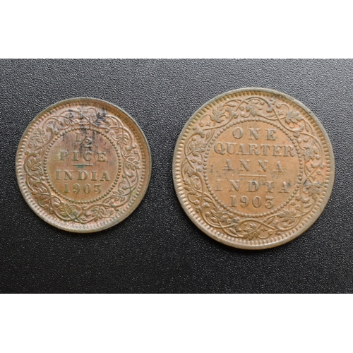 100 - India - Edward VII - 1/2 Pice & 1/4 Anna - 1903