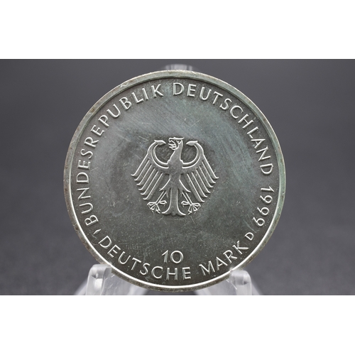 64 - Silver - 10 Deutsche Mark Anniversary of Constitution - Germany - 1999