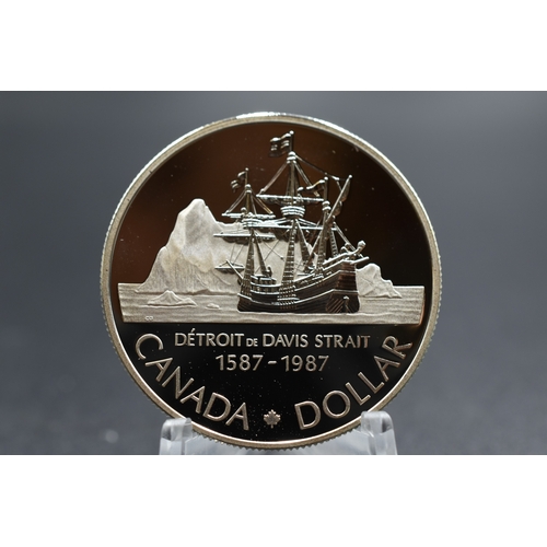 85 - Silver - 1 Dollar - Elizabeth II Davis Strait - Canada - 1987