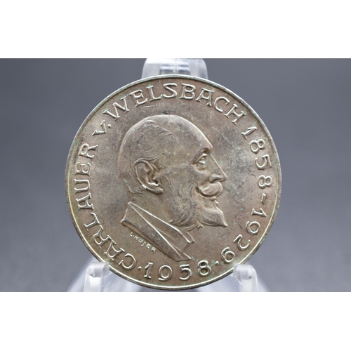 92 - Silver - 25 Schilling Auer von Welsbach - Austria - 1958